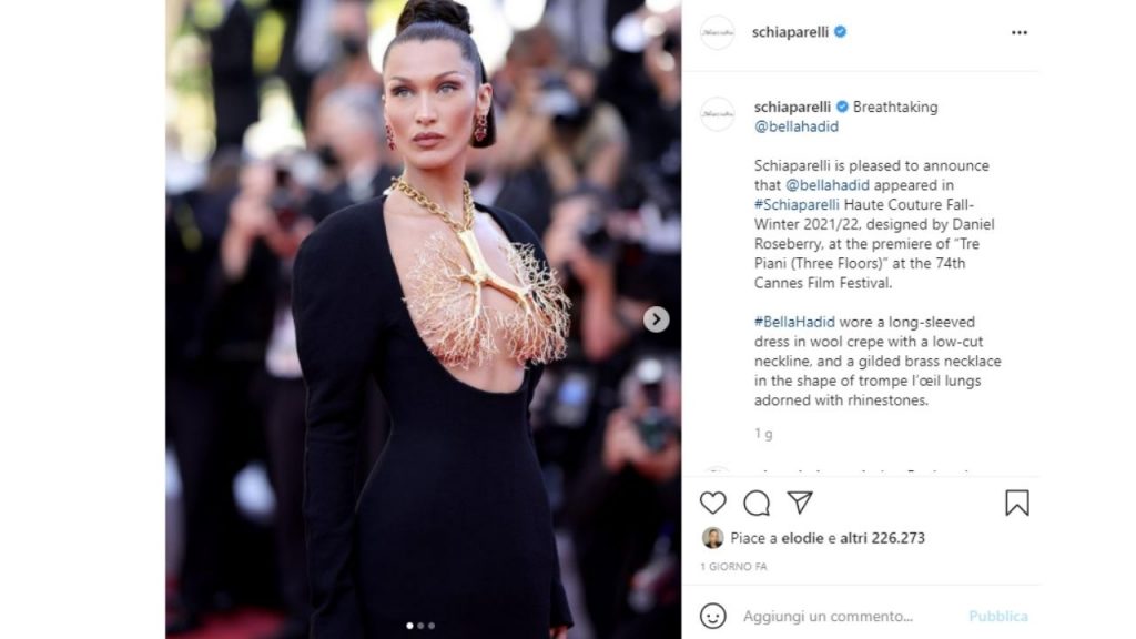 bella hadid in schiaparelli a Cannes