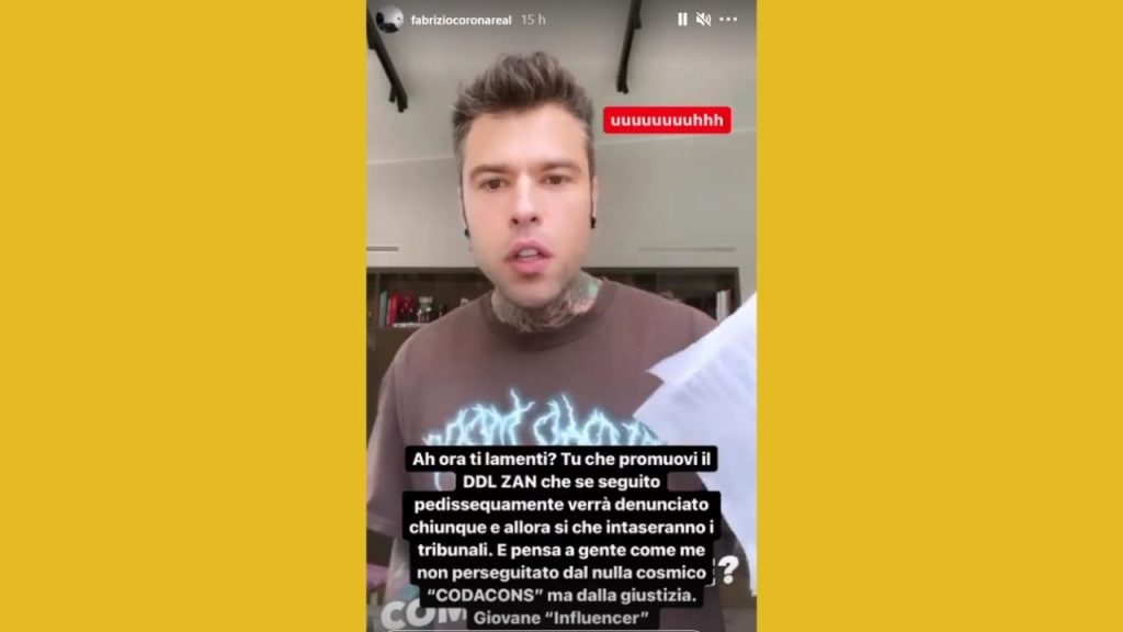 fabrizio corona commenta contro fedez su instagram