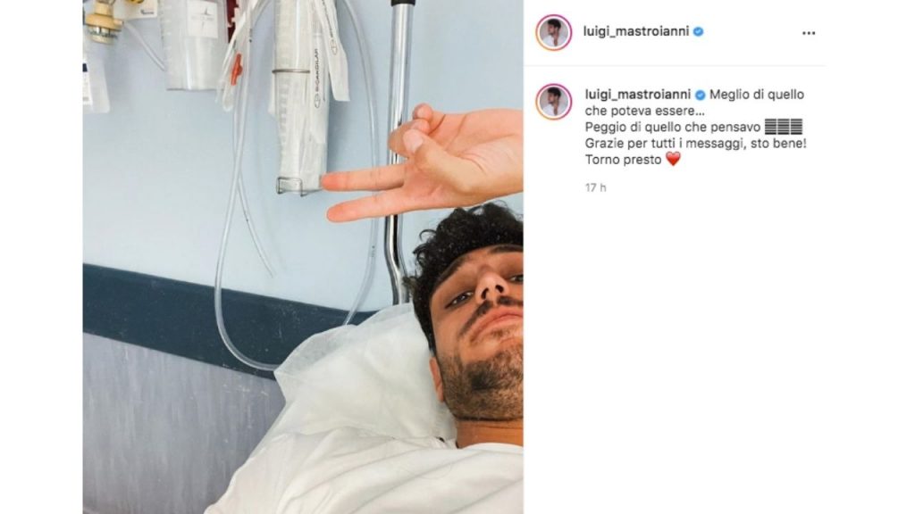 luigi mastroianni in ospedale la foto su instagram