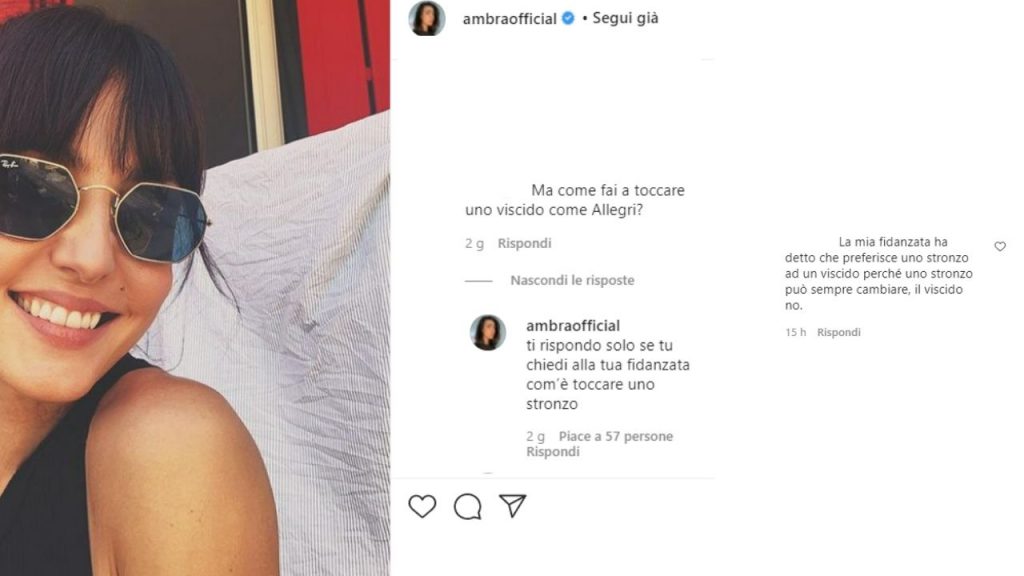 ambra angiolini lite con l'hater su instagram