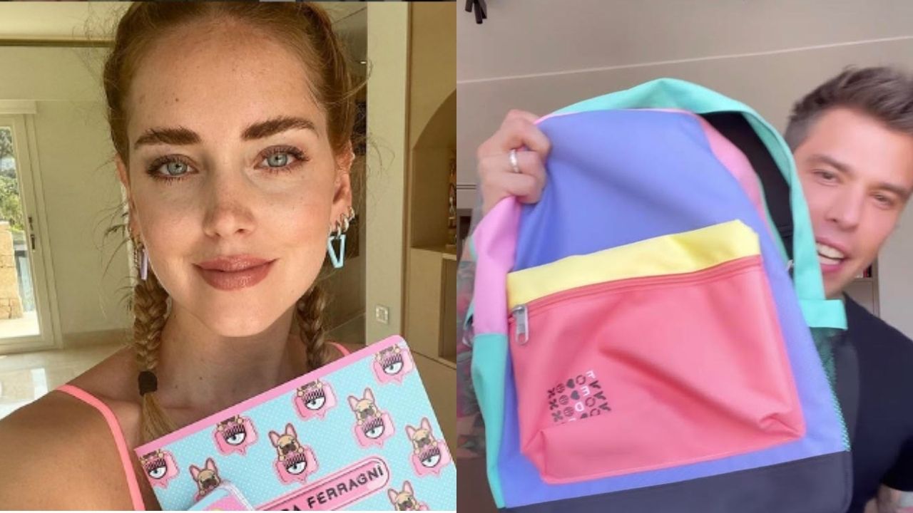 chiara ferragni e fedez colleziona scuola zaini astucci quaderni