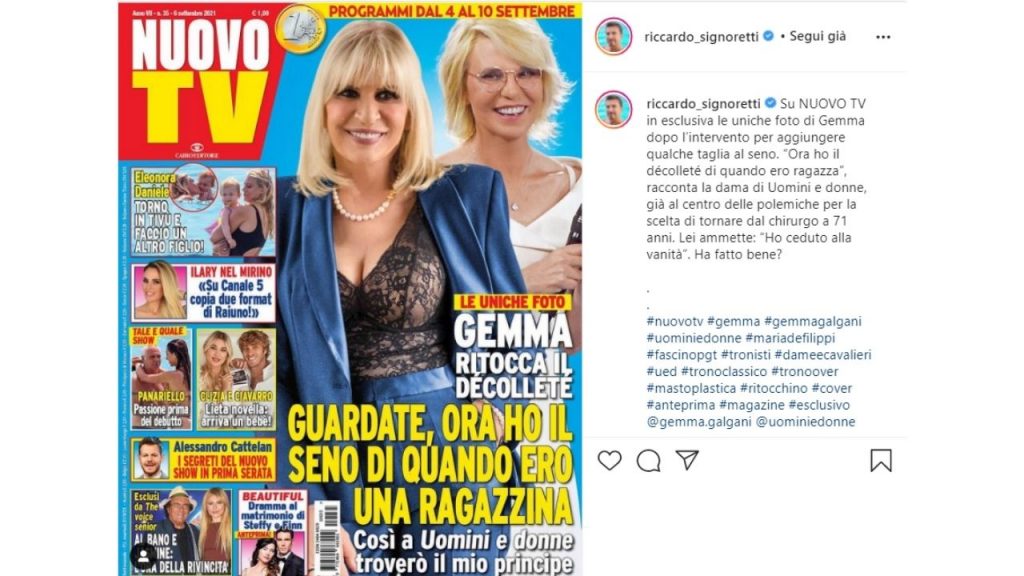 Gemma Galgani e il seno nuovo nel 2021