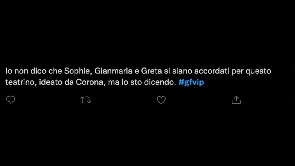 GF vip tweet su fabrizio corona