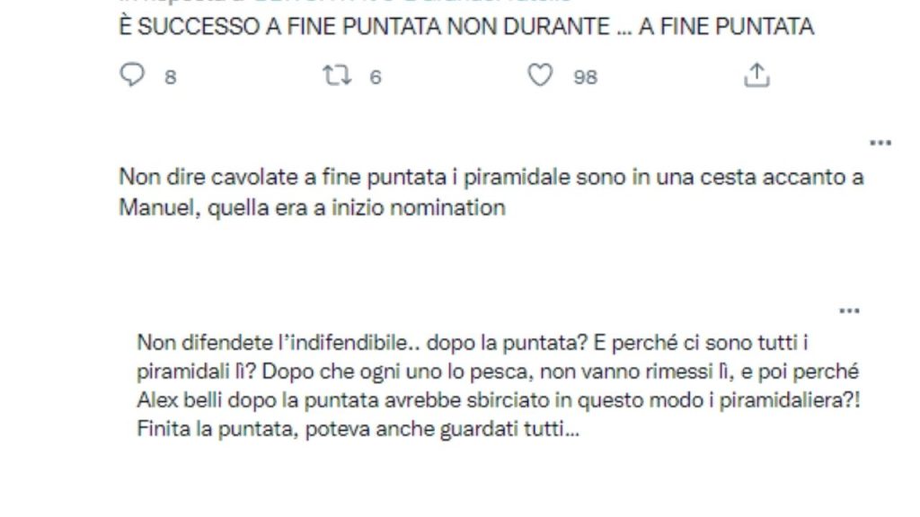 Commenti al gesto di Alex Belli al Grande Fratello Vip