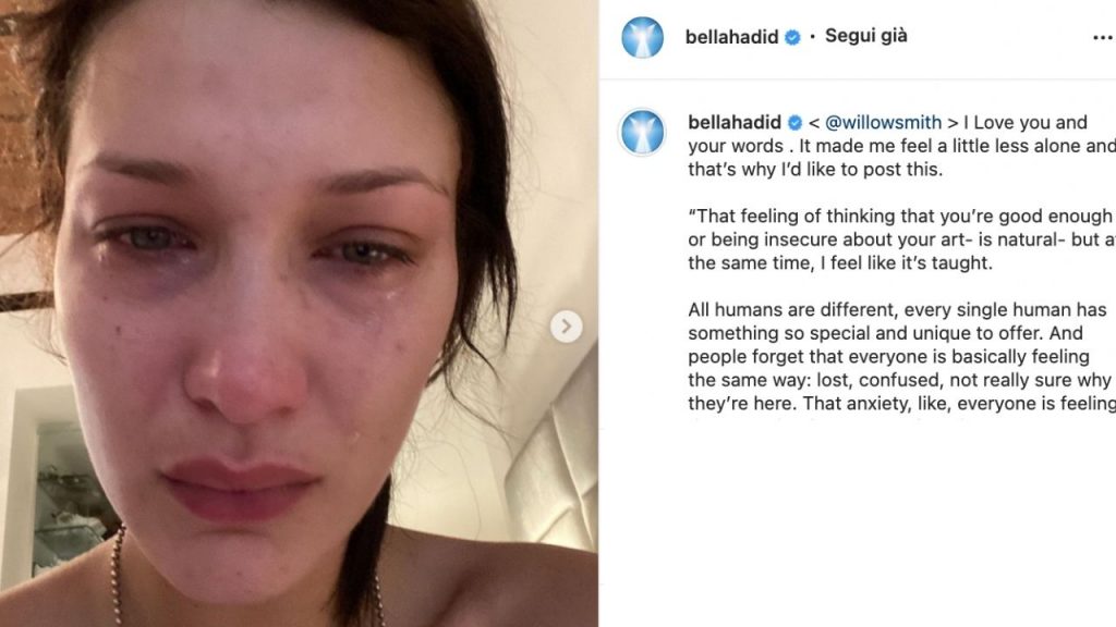 Bella Hadid in lacrime sui social