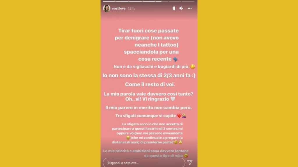 Chiara Nasti su Instagram sul Gf Vip e Dagospia