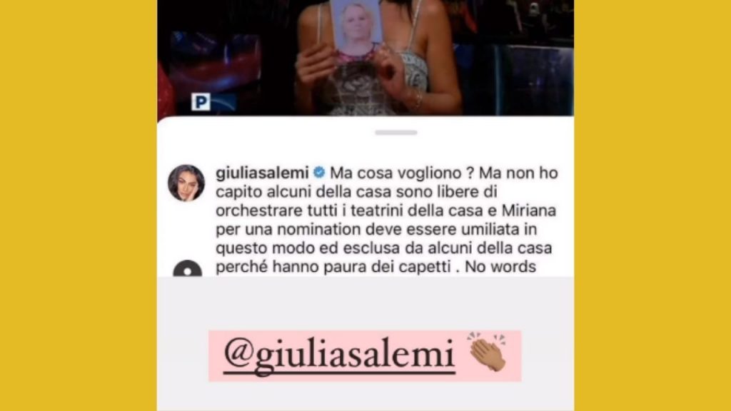 Giulia Salemi difende la Trevisan dalla Ricciarelli