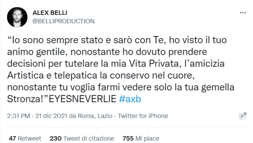 Alex Belli Twitter