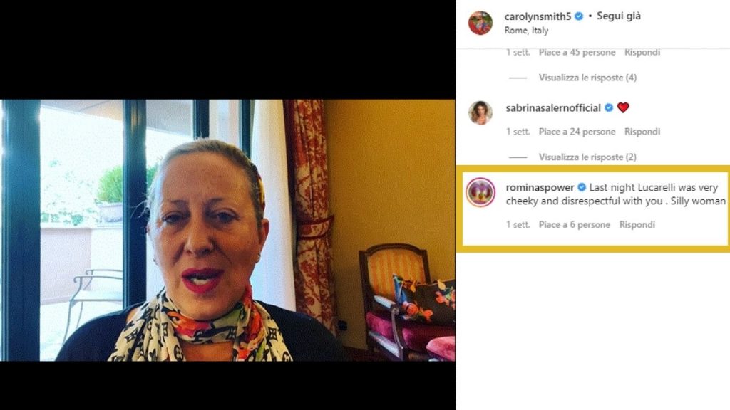 Carolyn Smith e il commento di Romina Power su Instagram