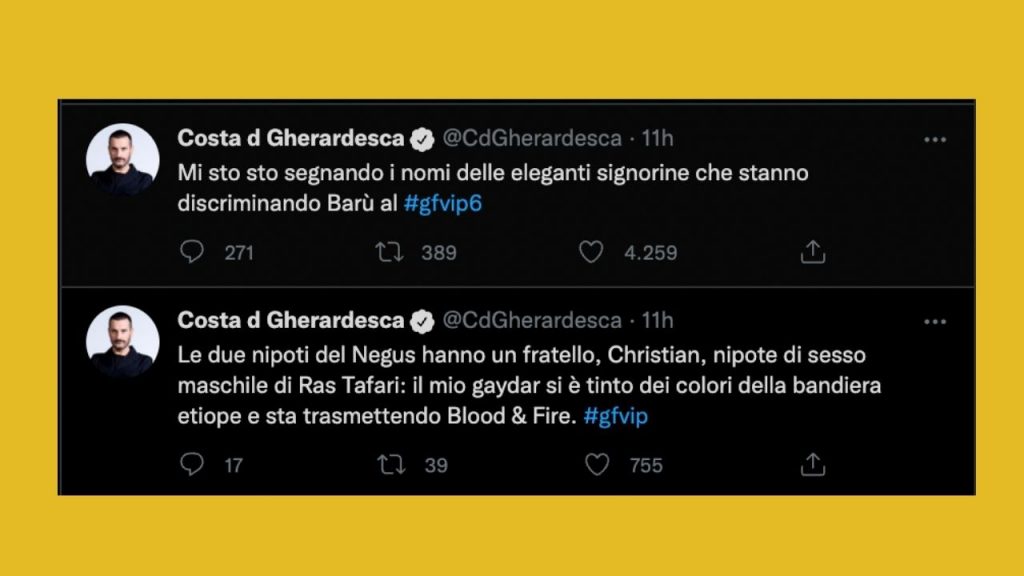 Tweet di Costantino della Gherardesca