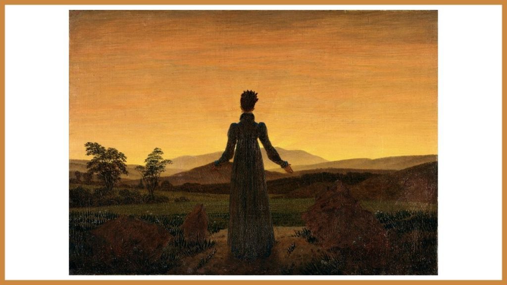 Donna al tramonto di Caspar David Friedrich