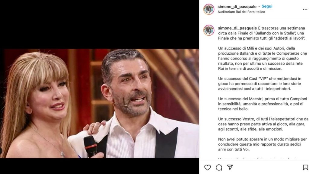 Simone Di Pasquale rompe il silenzio: il commovente messaggio a Milly Carlucci 42 Simone DI Pasquale su Instagram