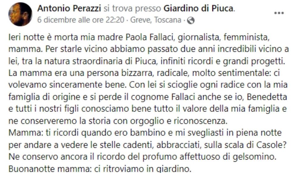 Paola Fallaci post facebook