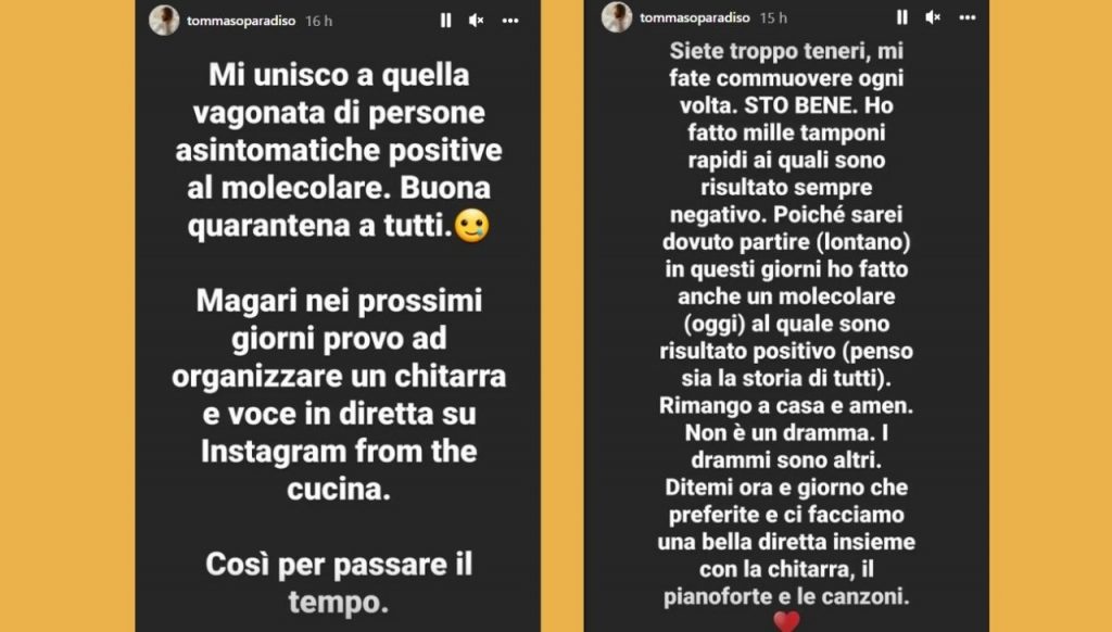Tommaso Paradiso, positivo al Covid: l'annuncio su Instagram 42 Tommaso Paradiso Instagram