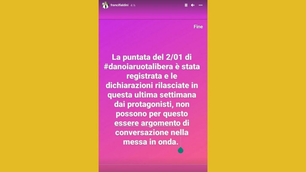 post instagram di Francesca Fialdini