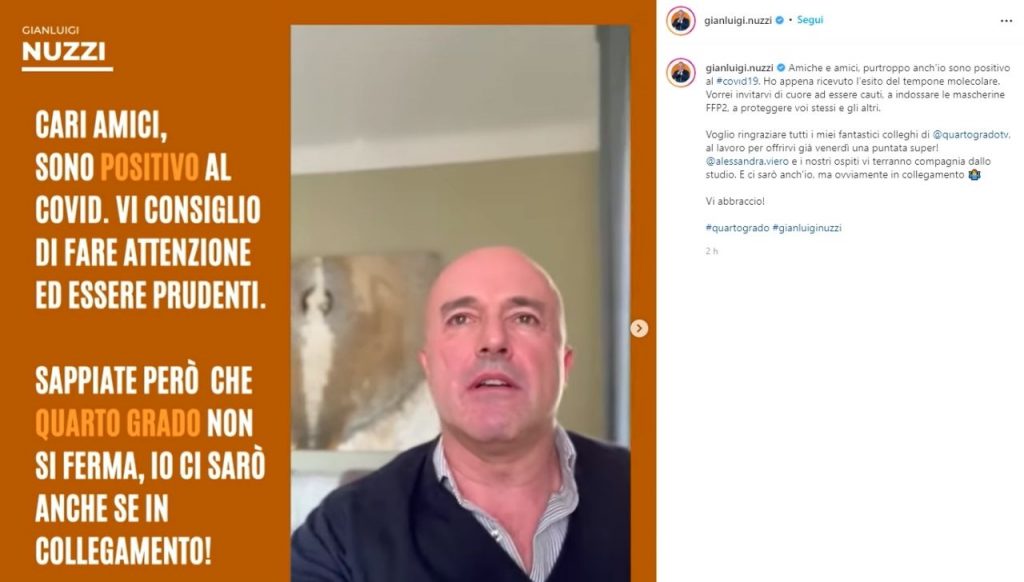 Gianluigi Nuzzi positivo al Covid: l'annuncio via Instagram 42 Gianluigi Nuzzi Instagram