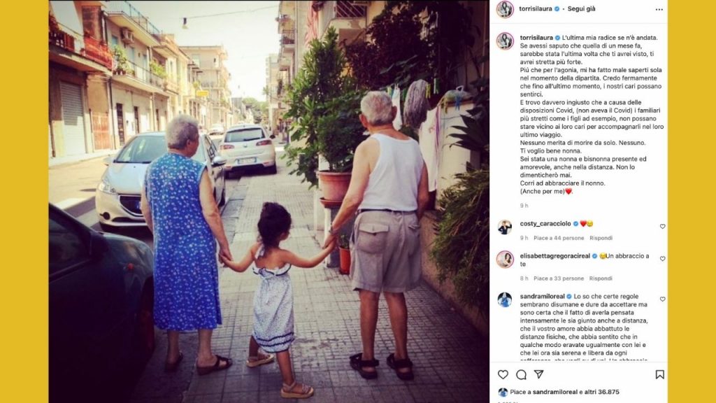Laura Torrisi morte nonna post Instagram