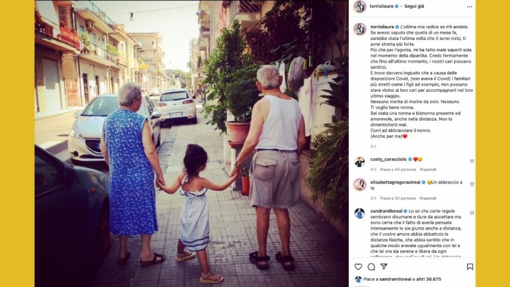 Lutto per Laura Torrisi, la sofferenza e la rabbia: "Mi ha fatto male saperti sola" 42 Laura Torrisi morte nonna post Instagram