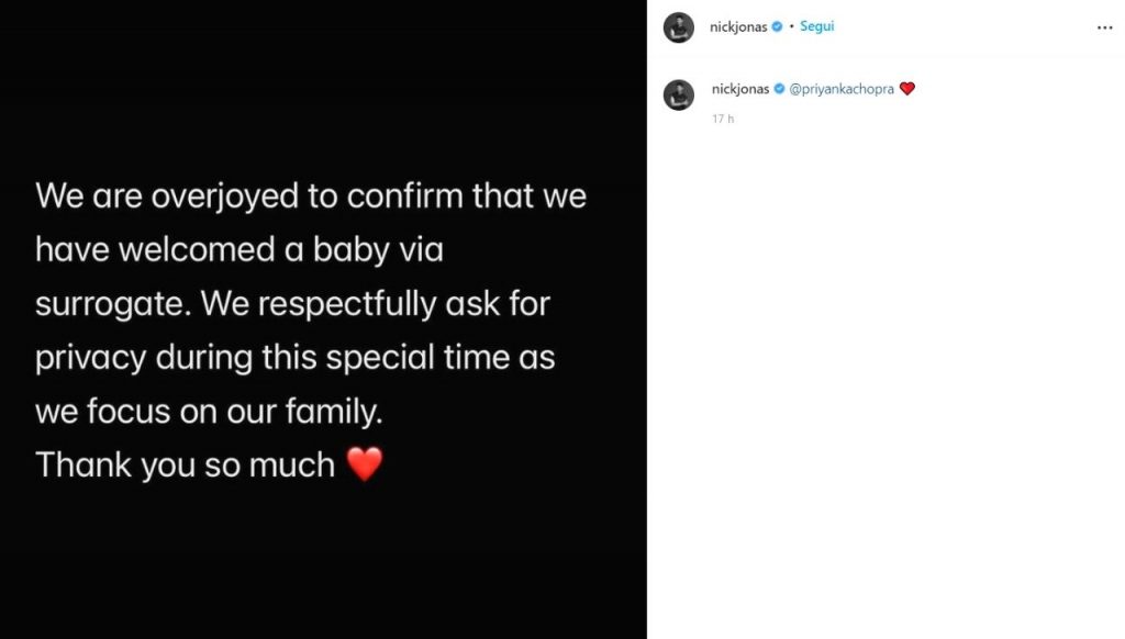 Nick Jonas diventa papà: il figlio con Priyanka Chopra avuto grazie a madre surrogata 42 Nick Jonas Instagram