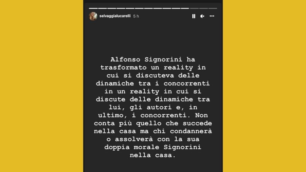 Selvaggia Lucarelli critica il GF Vip e Alfonso Signorini: il commento su Instagram 42 Selvaggia lucarelli critica il gfvip su instagram