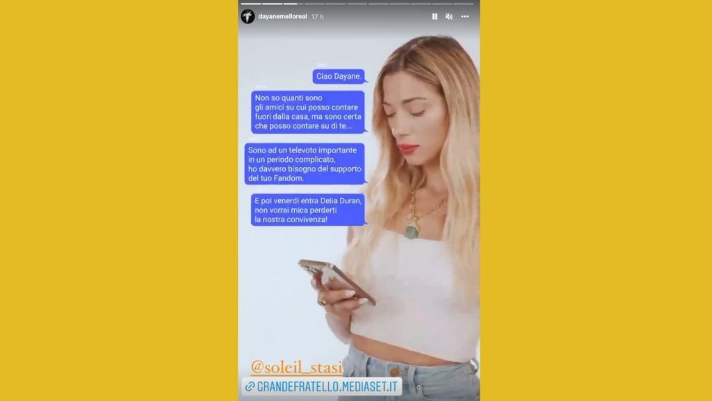 GF Vip, torna la polemica "voti dal Brasile": lo staff di Dayane Mello corre in aiuto di Soleil Sorge 42 Dayane Mello su Instagram per salvare Soleil Sorge