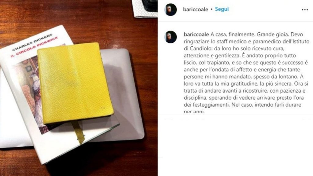 Alessandro Baricco post su Instagram