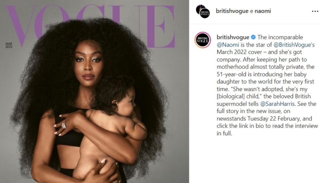 Naomi Campbell si mostra per la prima volta con la figlia neonata: "Non è adottata" 42 naomi campbell instagram vogue