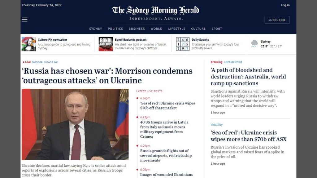 Australia guerra Russia Ucraina