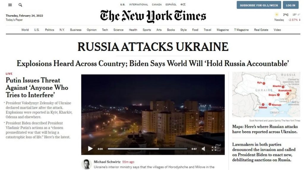 The New York Times guerra Russia Ucraina