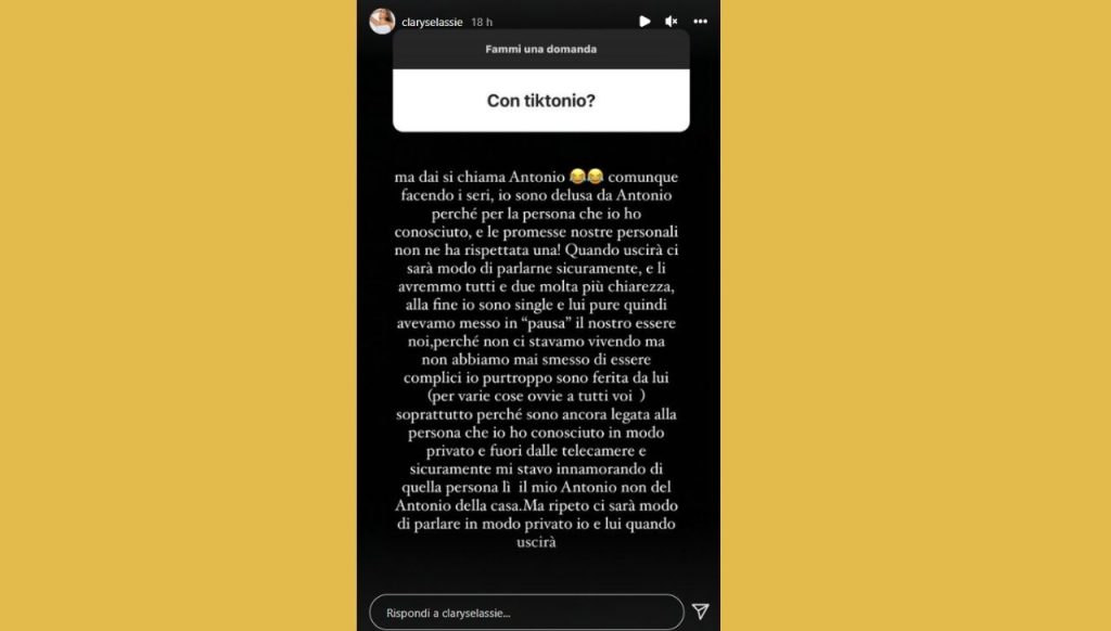 Clarissa Selassié rivela di essersi innamorata di Antonio Medugno 42 clarissa selassie gf vip