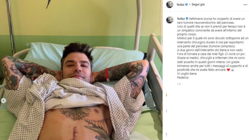 Fedez in ospedale operazione tumore pancreas