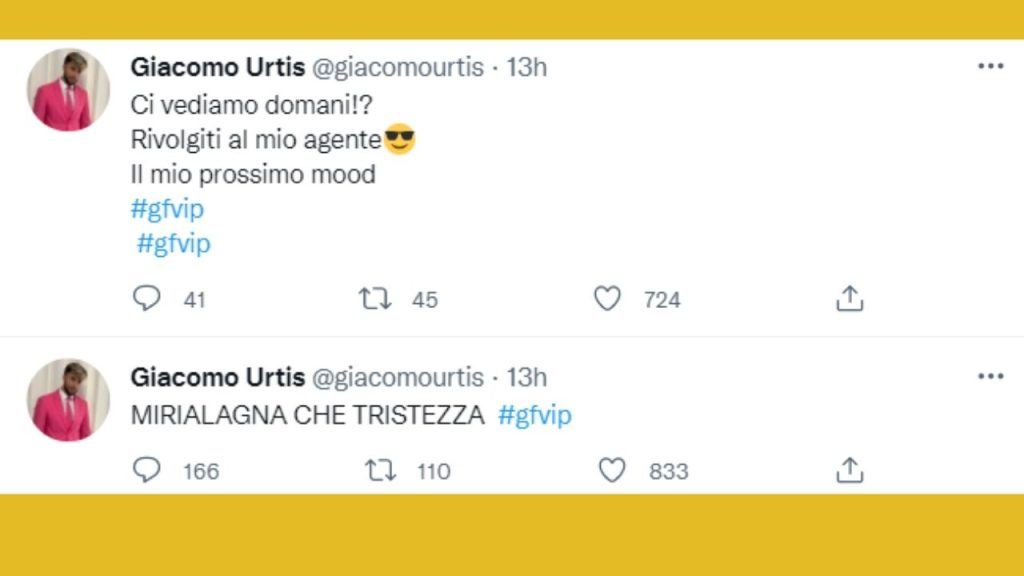 Giacomo Urtis prende in giro Miriana Trevisan: "Mirialagna che tristezza" 42 Giacomo Urtis Twitter