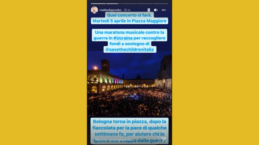 Storia instagram di Matteo Lepore