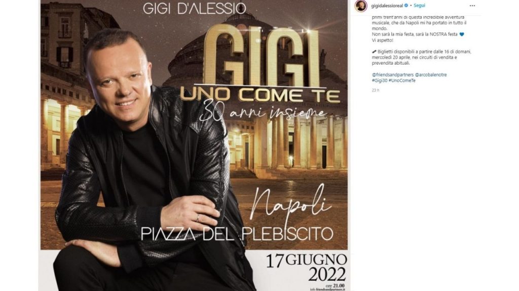 Gigi D'Alessio 30 anni carriera concerto