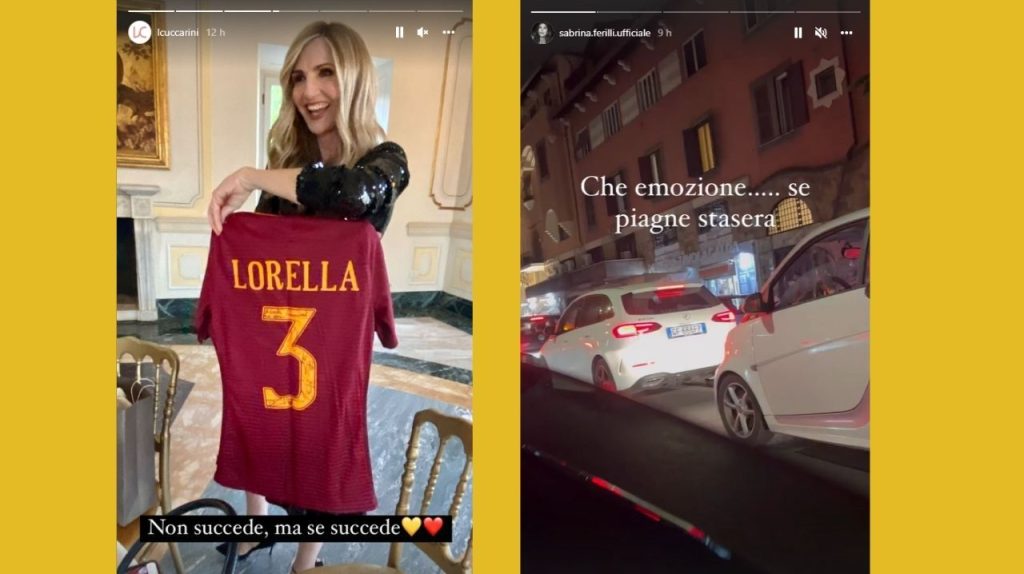 Lorella Cuccarini e Sabrina Ferilli, accanite tifose della Roma