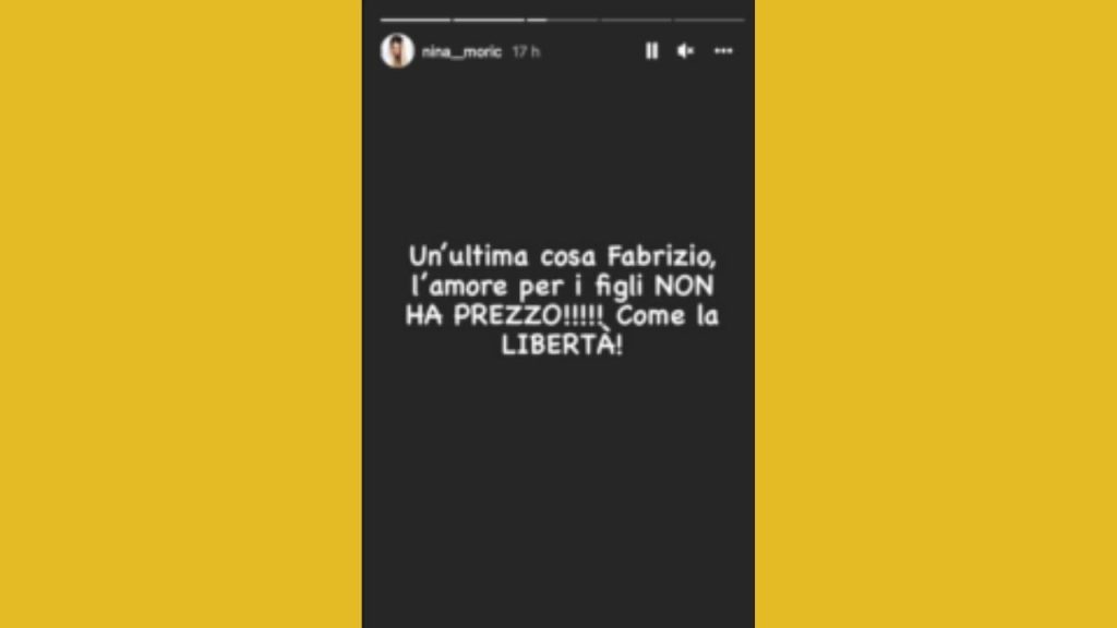 Storia Instagram comparsa sul profilo di Nina Moric