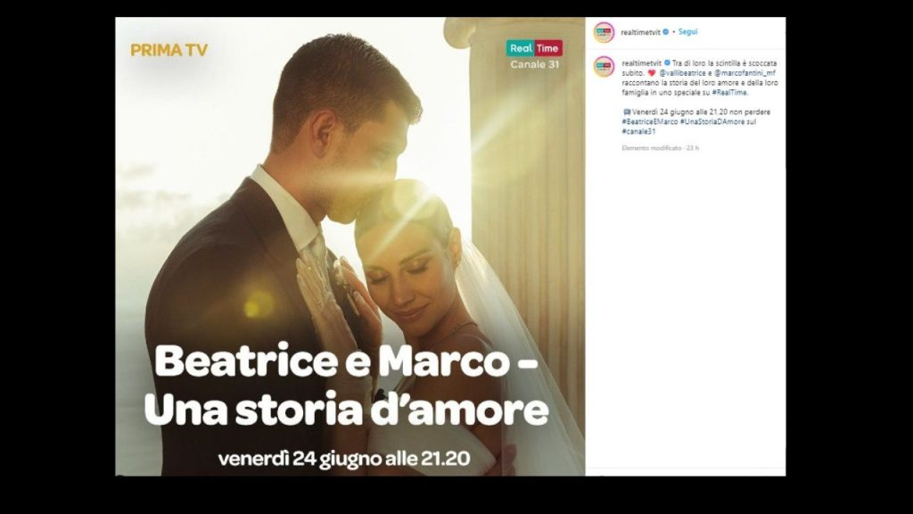 Marco Fantini e Beatrice Valli matrimonio Real Time