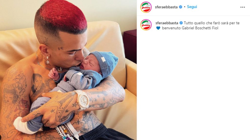 Sfera Ebbasta figlio Gabriel papà