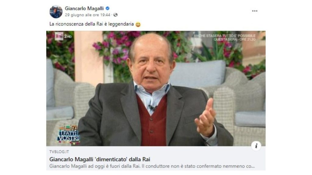 Giancarlo fatto fuori dalla Rai: "La riconoscenza della Rai è leggendaria" 42 Giancarlo Magalli Rai