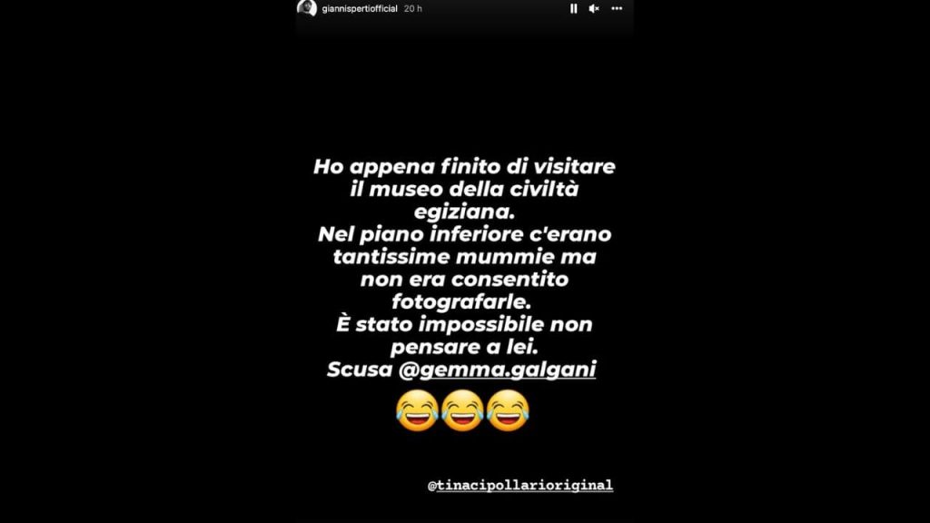 La storia Instagram di Gianni Sperti su Gemma Galgani 