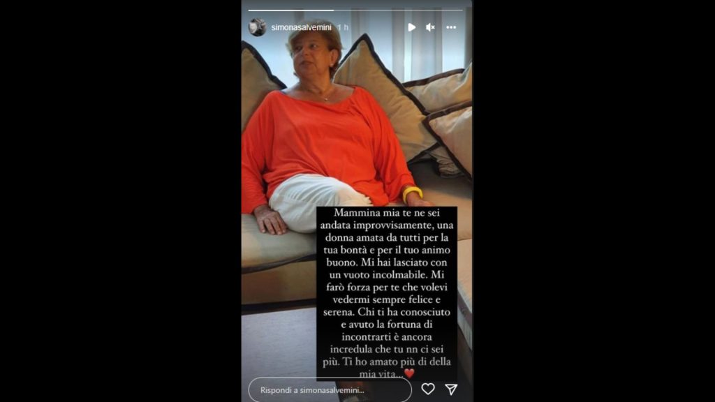 La storia Instagram di Simona Salvemini che ha annunciato la morte della madre