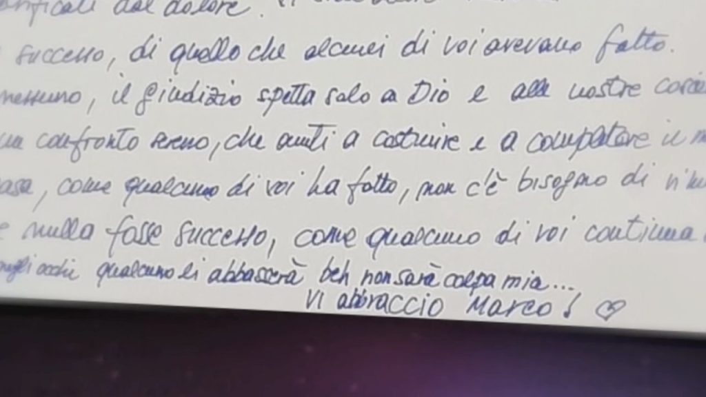 Marco Bellavia GF vip lettera