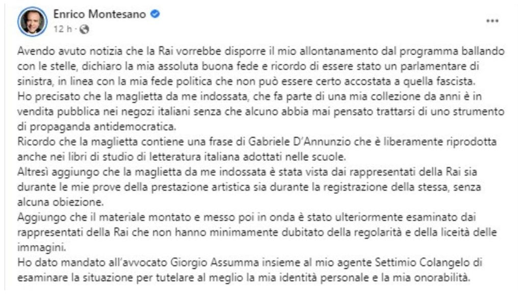 enrico montesano ballando squalifica