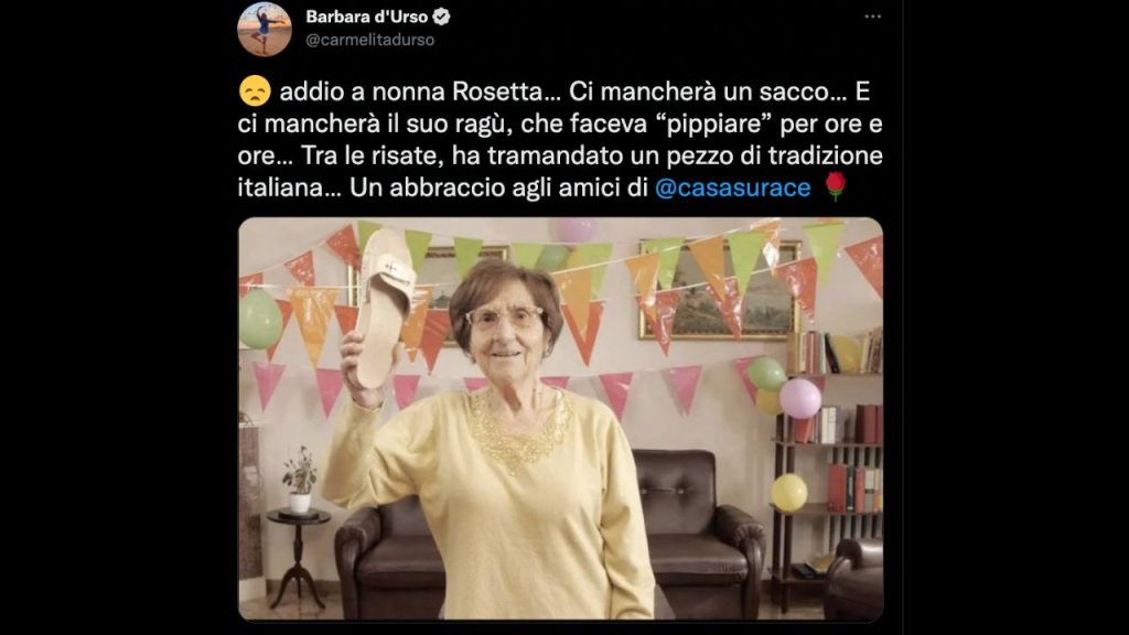 Nonna Rosetta, addio alla nonna più amata d'Italia: il saluto di Barbara d'Urso 42 nonna rosetta barbara d'urso