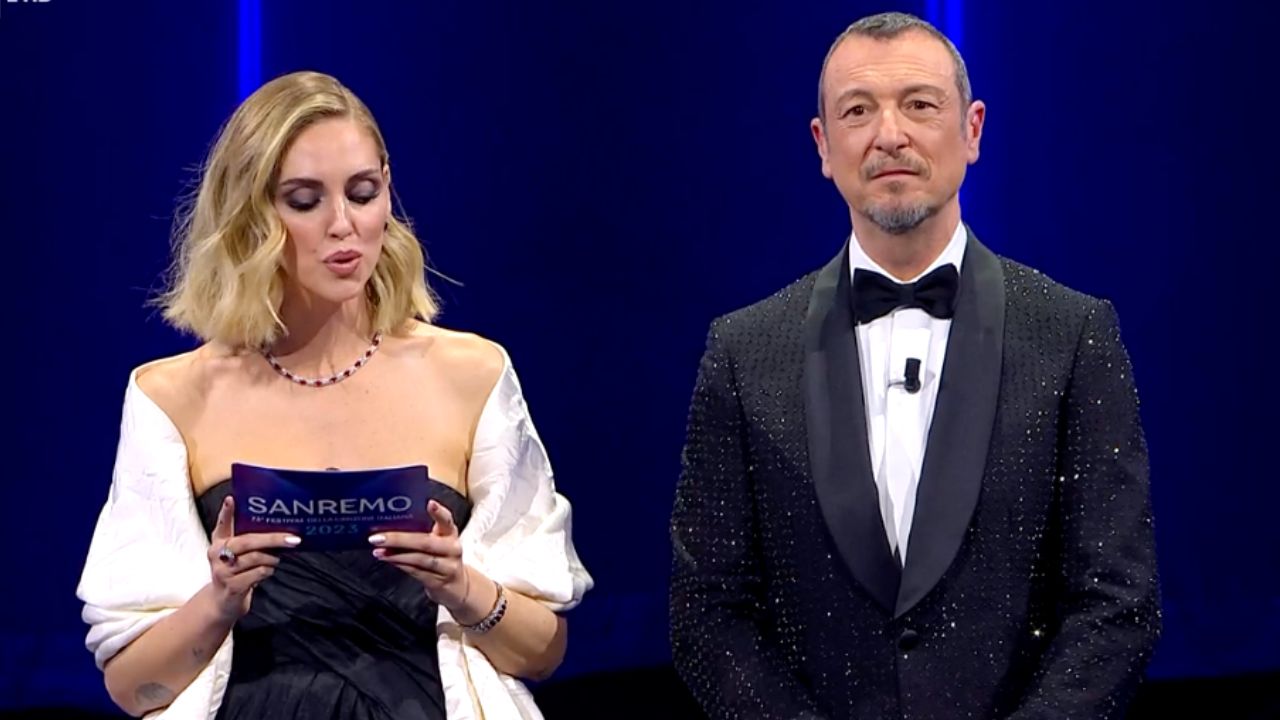 Chiara Ferragni e Amadeus al Festival di Sanremo 2023 pagelle pagellone finale