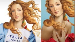 Polemiche per la Venere di Botticelli “influencer” in Italia, Sgarbi: “Roba da Ferragni”
