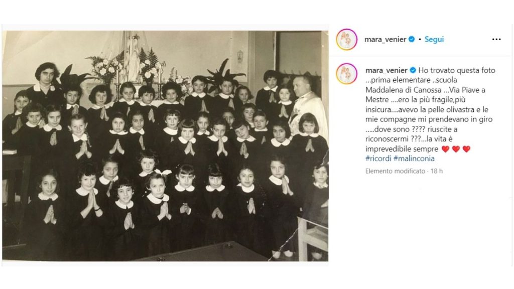 Mara Venier torna con uno scatto alla prima elementare: "Ero la più fragile" 42 mara venier prima elementare