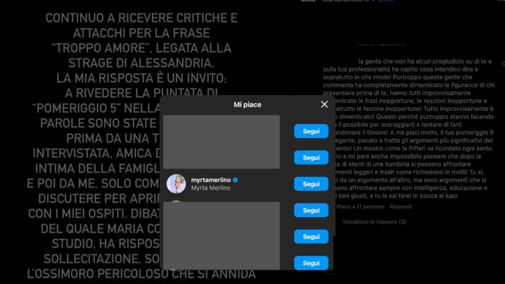 Myrta Merlino e il like tattico al commento "contro" Barbara d'Urso 42 merlino d'urso