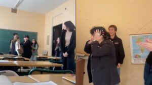 Inscenano una rissa a scuola, in realtà è una sorpresa per la prof: il video virale su TikTok