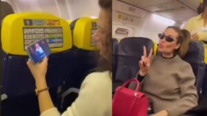 Unica spopola su Netflix, e in aereo: una ragazza guarda il docufilm, dietro c’è Ilary